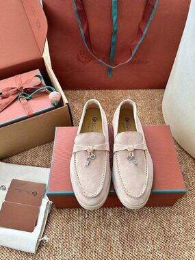 Loro Piana Suede Loafers with Charm Decor - Elegant Comfort